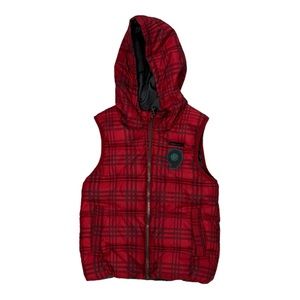 Souris Mini Red and gray puffer vest for boys 6 yo